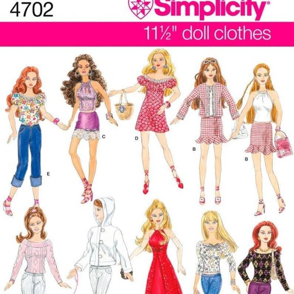 Simplicity 4702 Doll Going Out Clothing Sewing Pattern by Andrea Schew - Picture 3 of 3